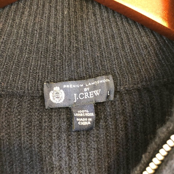 J. Crew Navy LambsWool Size L Zippered Jacket - Picture 3 of 6